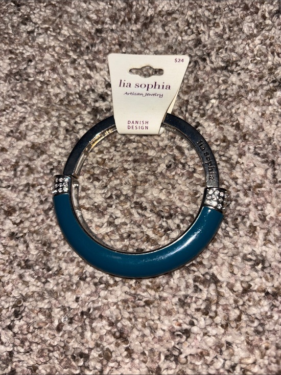 Lia Sophia Jewelry - Lia Sophia Teal and Silver Hinged Bangle Duo Artisan bracelet